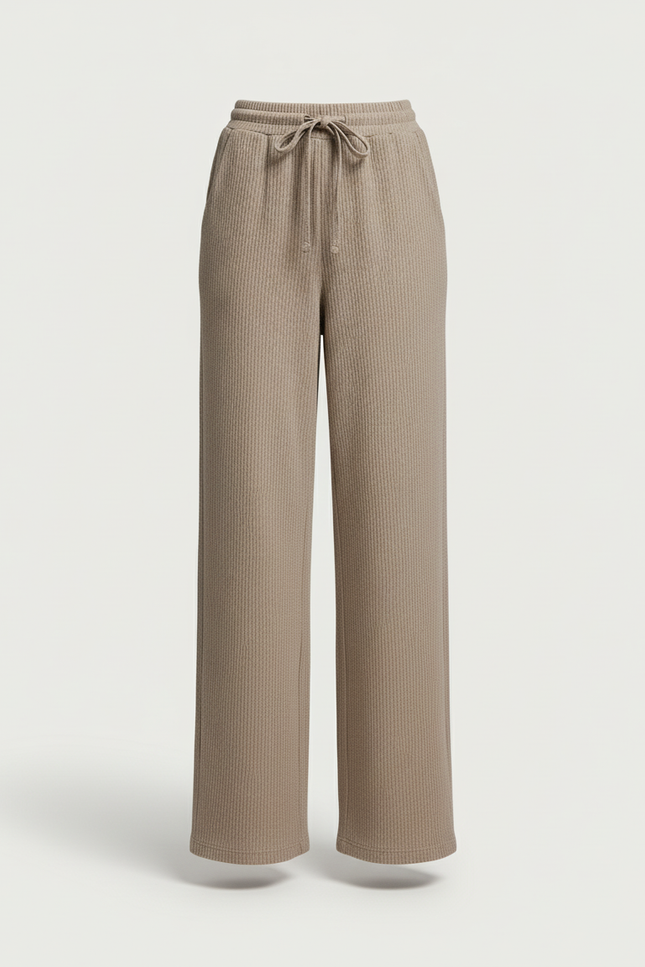 Pantalon Baggy Beige Côtelé Ample Décontracté Cordon - Maille - vue 3