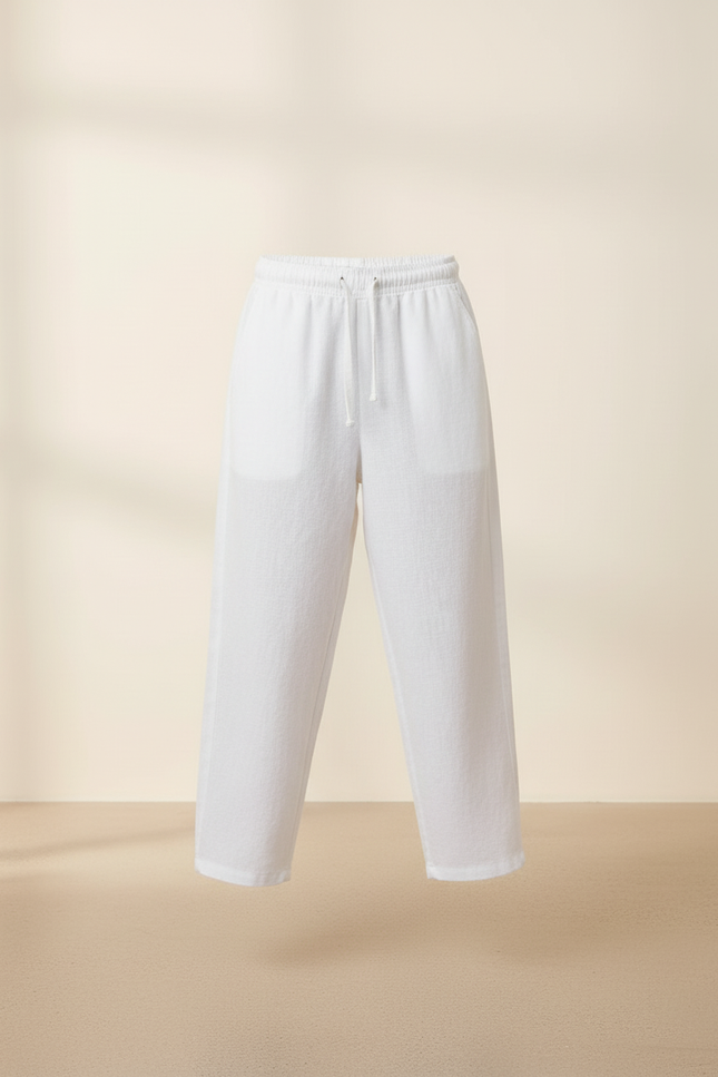 Pantalon Baggy Blanc Lin Ample Cordon Garçon - vue 3