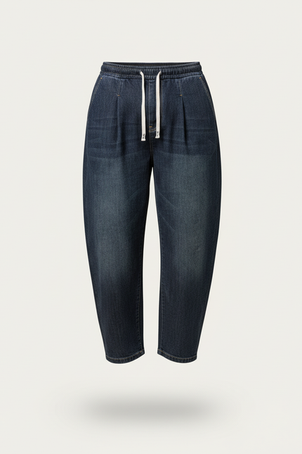 Pantalon Baggy Jean Bleu Foncé Décontracté Homme Cordon - vue 3