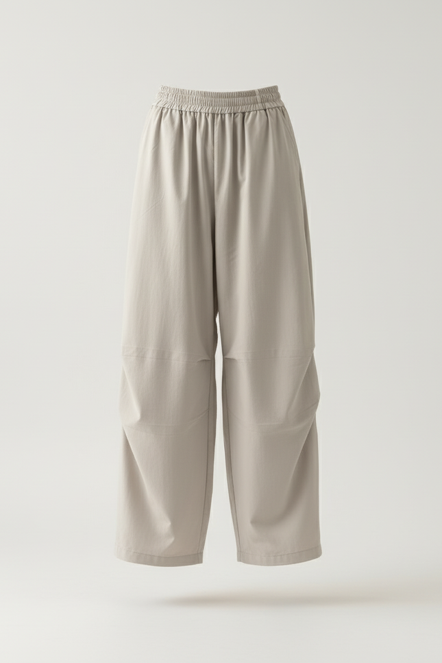 Pantalon Baggy Gris Ample Fluide Taille Haute - Polyester - vue 3