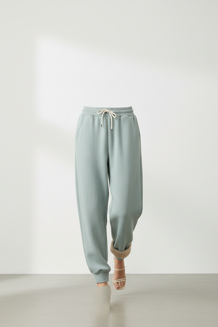 Pantalon Baggy Vert Coton Molletonné Ample Doublé - vue 3