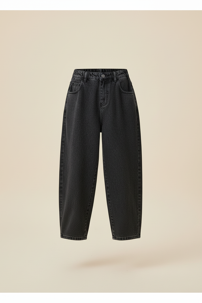 Pantalon Baggy Gris Foncé Ample Coton Décontracté Garçon - Jean - vue 3