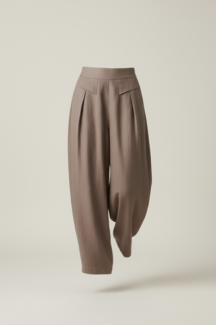Pantalon Baggy Marron Ample Fluide Décontracté - Lin - vue 3