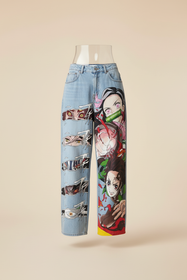 Pantalon Baggy Jean Clair Ample Manga Déchiré Femme - Bleu - vue 3