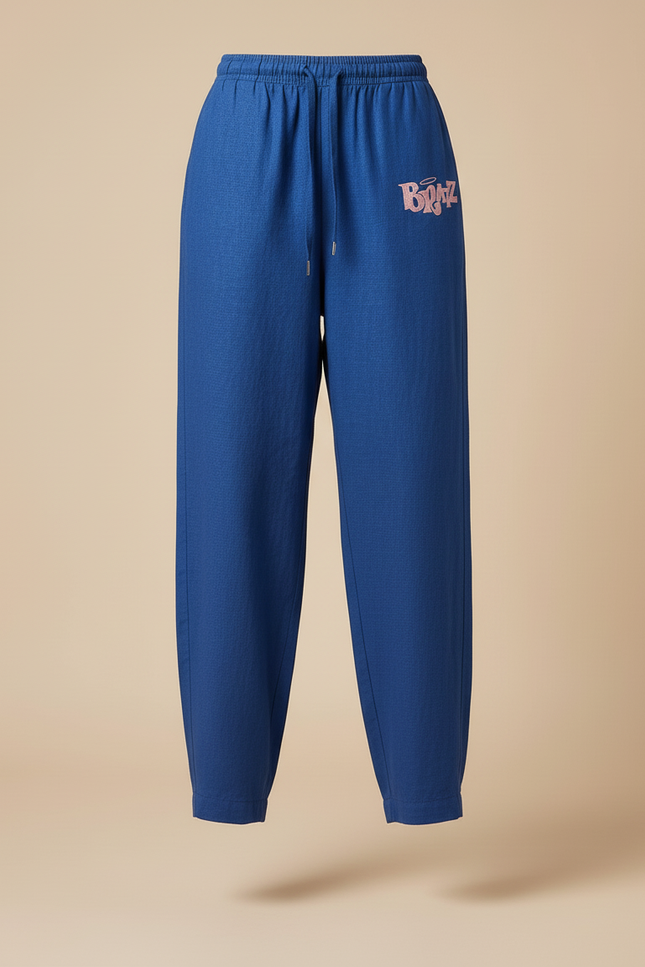 Pantalon Baggy Bleu Imprimé Bratz Cordon Fluide - Lin - vue 3