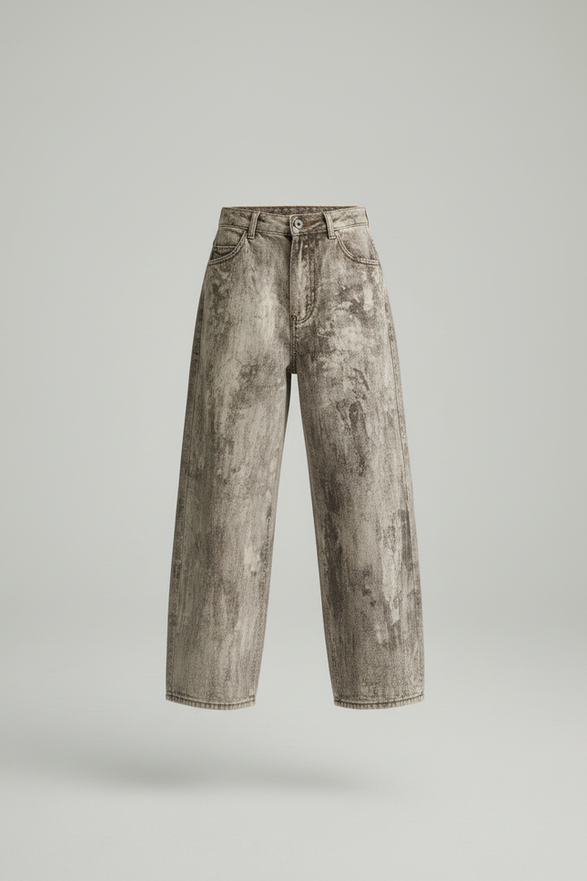Pantalon Baggy Gris Délavé Ample Denim Enfant - Jean - vue 3