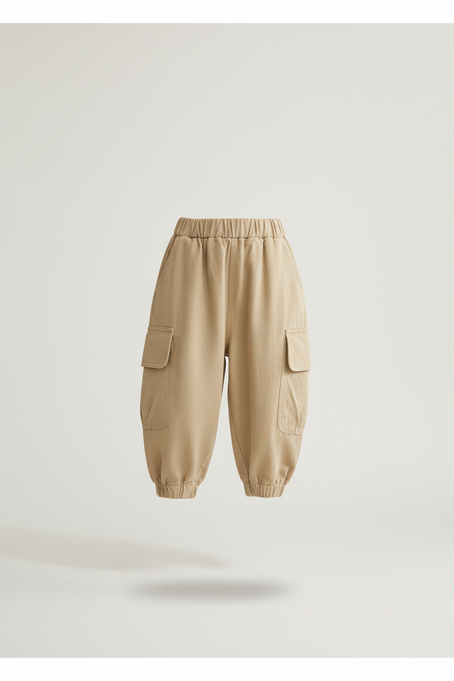 Pantalon Baggy Fille Beige Cargo Coton - Toile - vue 3