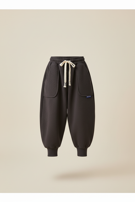 Pantalon Baggy Noir Ample Confortable Élastiqué Garçon - Molleton - vue 3