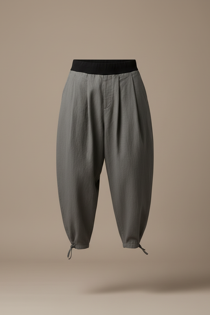 Pantalon Baggy Gris Plissé Ample Coton Homme - vue 3