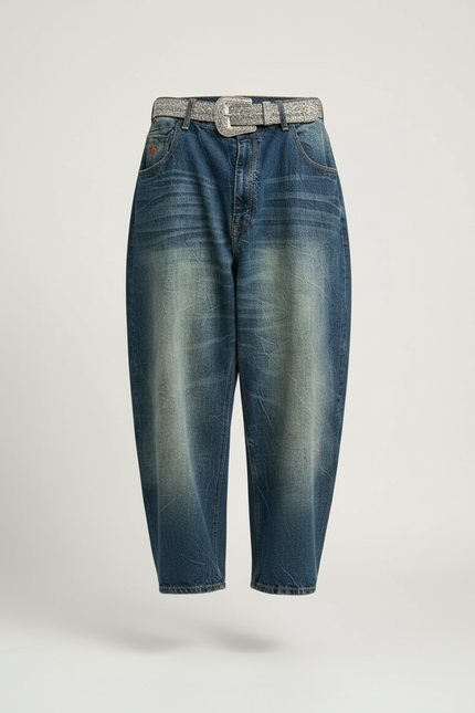 Pantalon Baggy Jean Bleu Ample Délavé Homme - vue 3