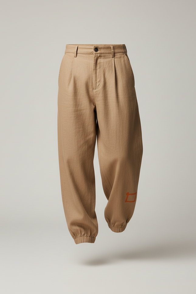 Pantalon Baggy Marron Fluide Plissé Décontracté Homme - Toile - vue 3