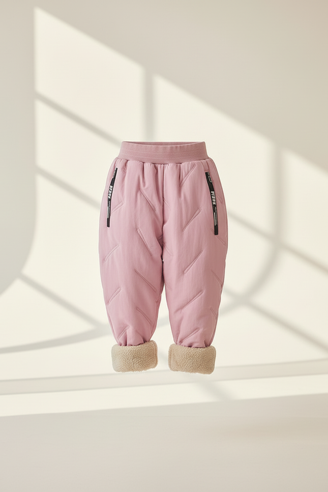Pantalon Baggy Rose Matelassé Doublé Polaire Hiver Enfant - Polyester - vue 3