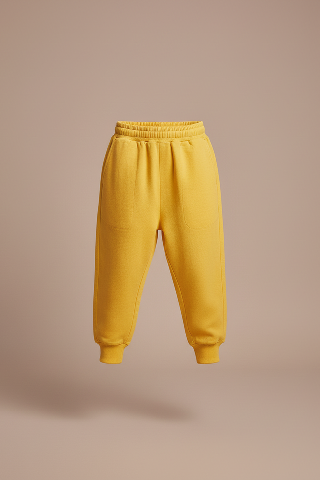 Pantalon Baggy Jaune Coton Ample Confortable Enfant - Molleton - vue 3