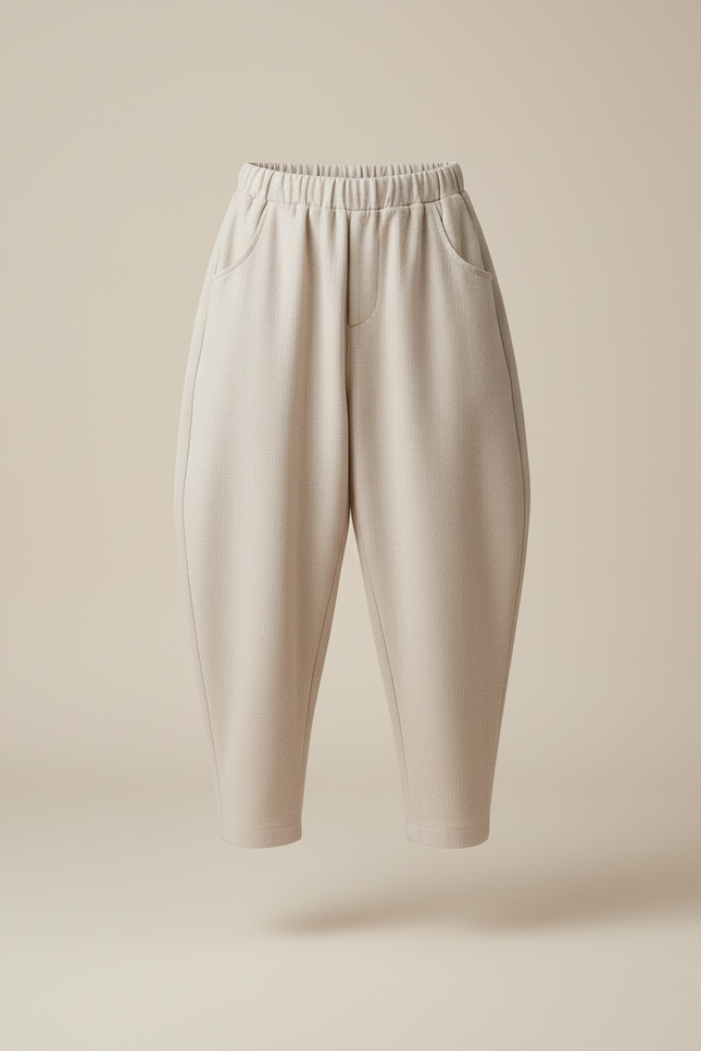 Pantalon Baggy Beige Tissé Ample Élastique Enfant - Tweed - vue 3
