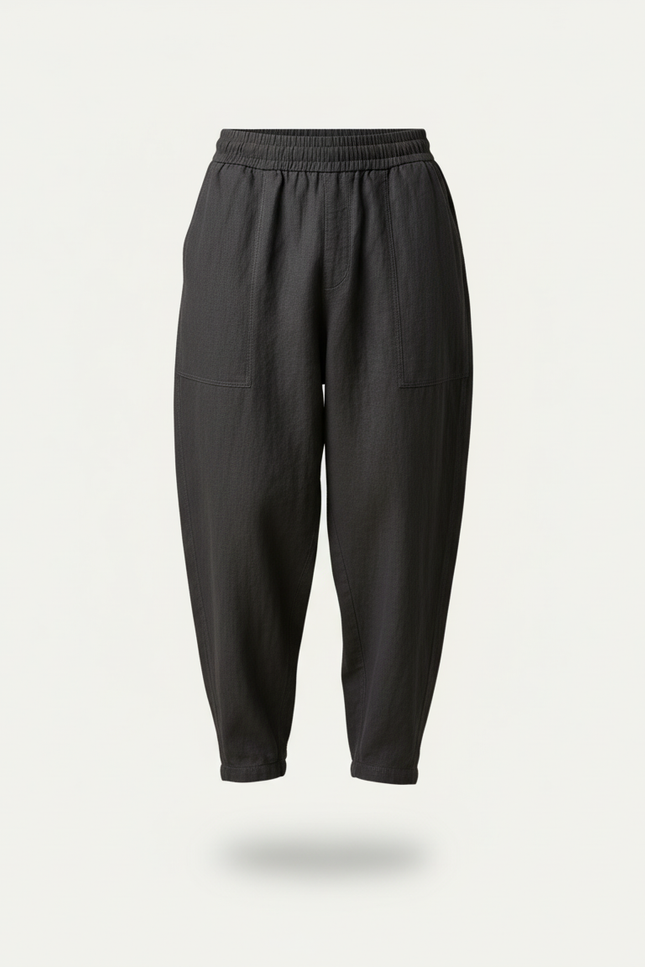 Pantalon Baggy Gris Foncé Lin Ample Décontracté Homme - vue 3