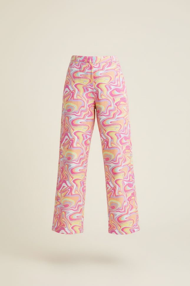 Pantalon Baggy Imprimé Marbré Coloré Fluide Fille - Multicolore Polyester - vue 3