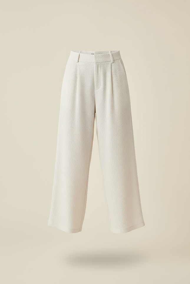 Pantalon Baggy Blanc Côtelé Ample Décontracté Fille - Cordé - vue 3