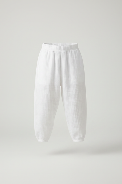 Pantalon Baggy Blanc Coton Ample Confortable Enfant - vue 3