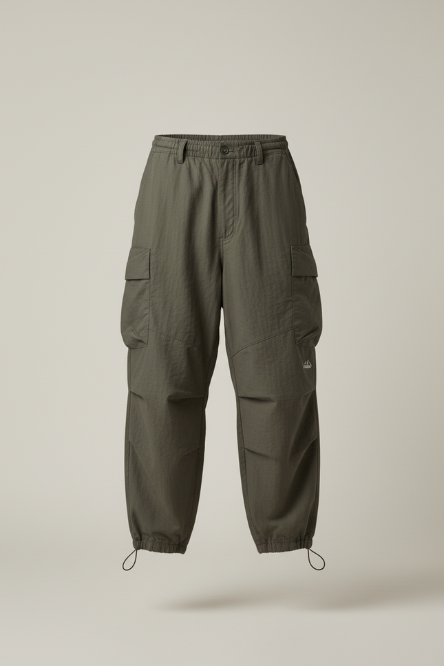 Pantalon Baggy Cargo Vert Kaki Ample Décontracté Homme - Toile - vue 3