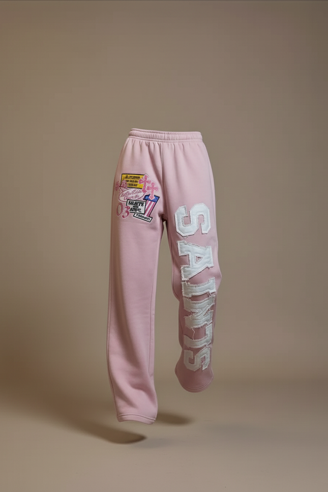 Pantalon Baggy Rose Imprimé Streetwear Ample Décontracté - Molleton - vue 3
