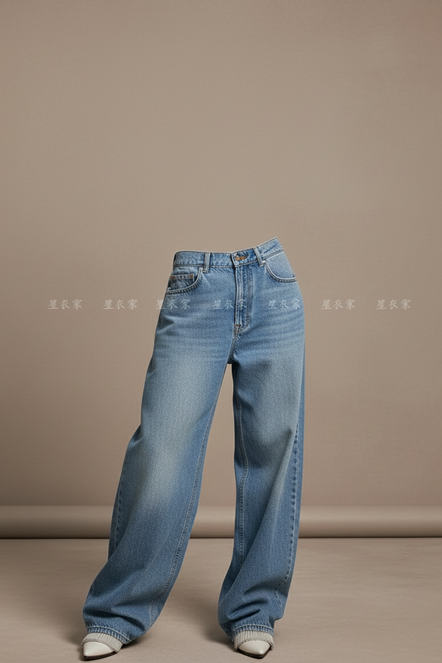 Pantalon Baggy Jean Bleu Large Vintage Décontracté - vue 3