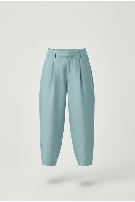 Pantalon Baggy Enfant Lin Plissé Bleu Clair - vue 3
