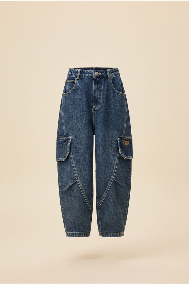 Pantalon Baggy Garçon Bleu Cargo Denim Hip Hop - Jean - vue 3