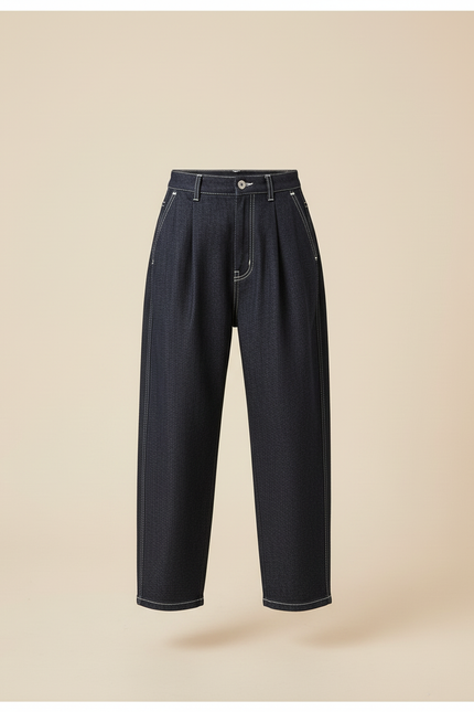 Pantalon Baggy Denim Noir Ample Décontracté Fille - Marine Jean - vue 3