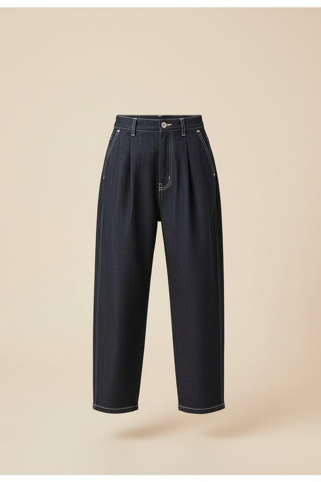 Pantalon Baggy Denim Noir Ample Décontracté Fille - Marine Jean - vue 3