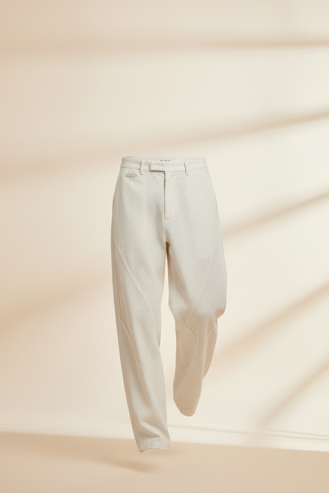 Pantalon Baggy Beige Lin Ample Décontracté Homme - vue 3