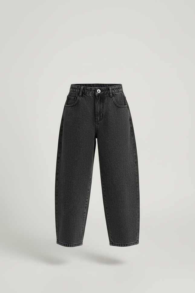 Pantalon Baggy Jean Denim Ample Gris Enfant - vue 3