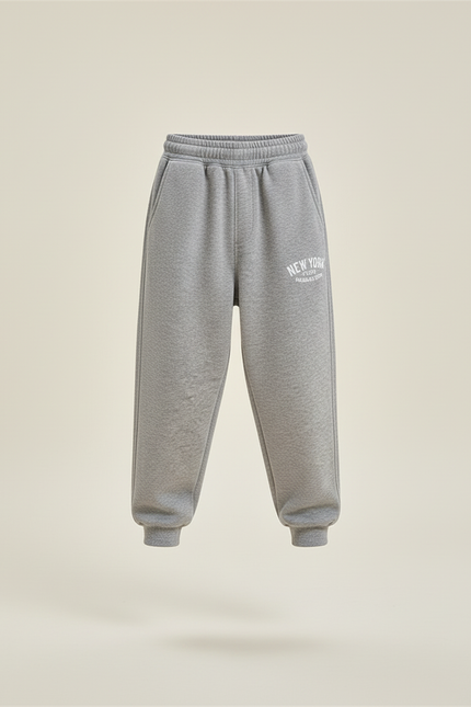 Pantalon Baggy Gris Molletonné Lettres Garçon Décontracté - vue 3