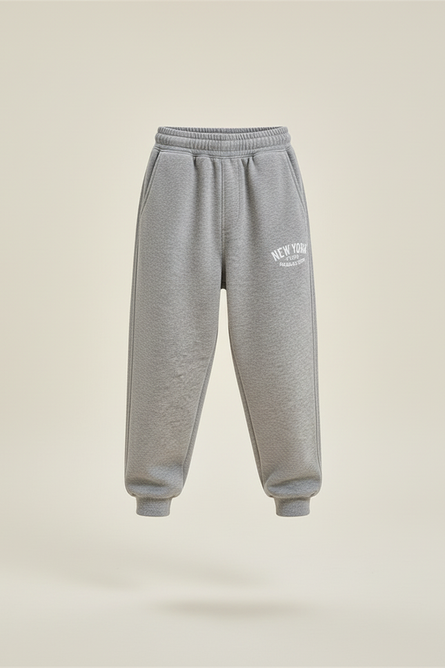 Pantalon Baggy Gris Molletonné Lettres Garçon Décontracté - vue 3