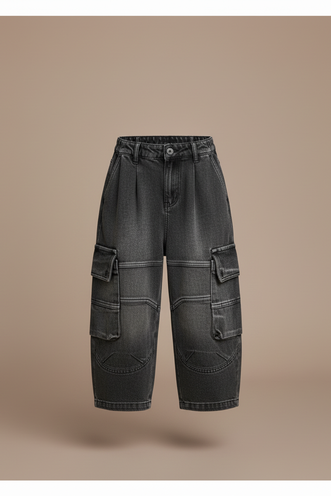 Pantalon Baggy Cargo Gris Foncé Ample Décontracté Garçon - Jean - vue 3