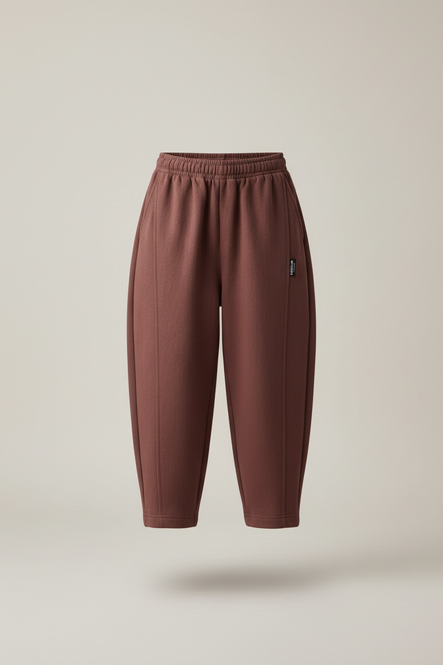 Pantalon Baggy Marron Ample Molletonné Élastiqué Enfant - vue 3