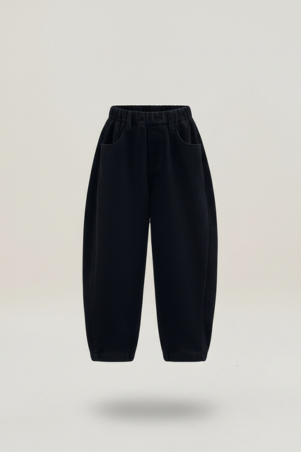 Pantalon Baggy Fille Noir Parachute - Cordé - vue 3