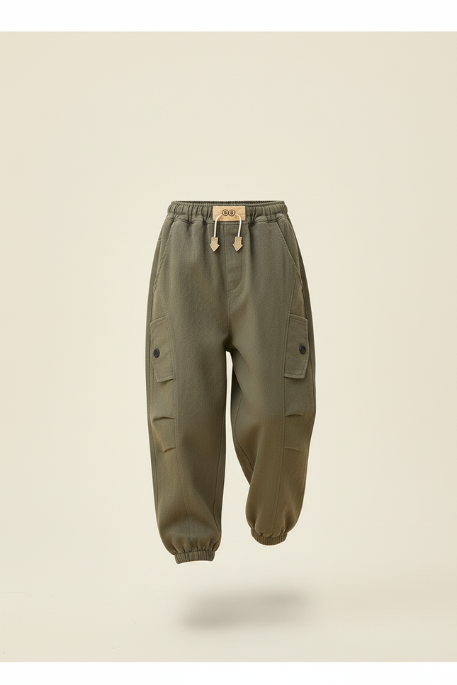 Pantalon Baggy Kaki Cargo Ample Enfant Coton Casual - vue 3