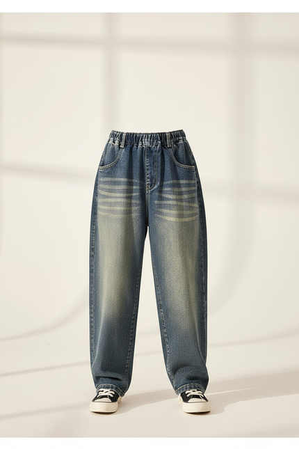 Pantalon Baggy Jean Ample Décontracté Garçon - Bleu - vue 3