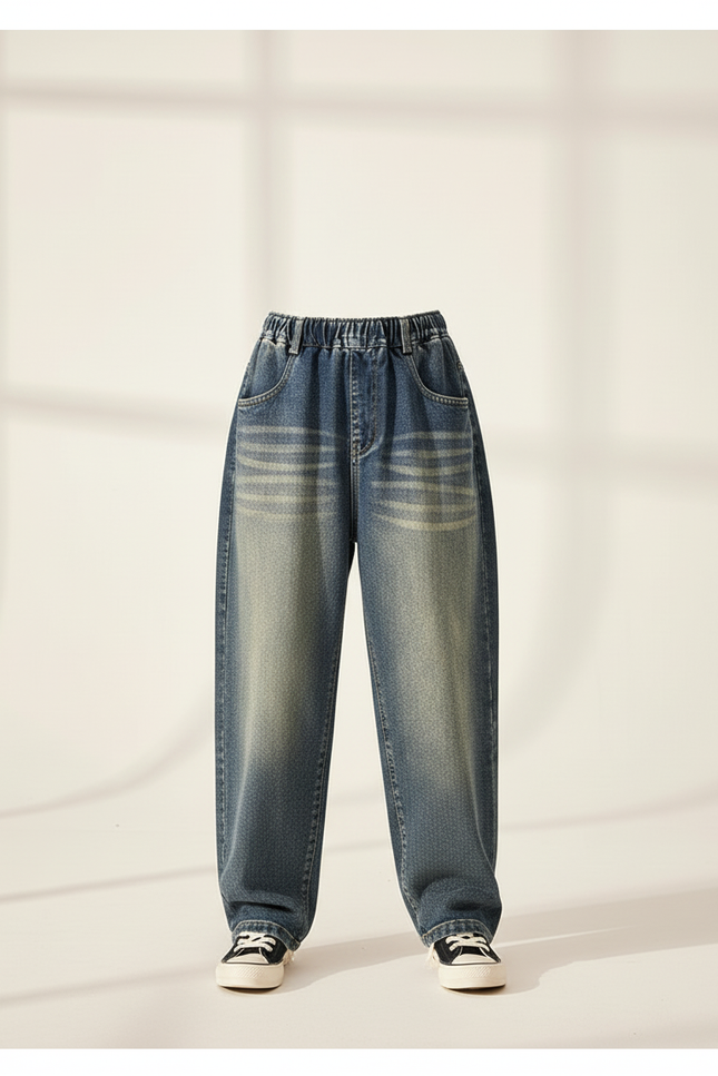 Pantalon Baggy Jean Ample Décontracté Garçon - Bleu - vue 3