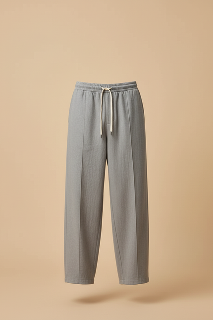 Pantalon Baggy Gris Ample Cordon Décontracté Fluide - Polyester - vue 3