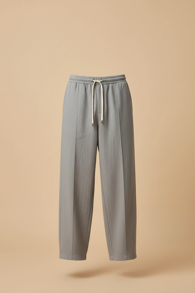 Pantalon Baggy Gris Ample Cordon Décontracté Fluide - Polyester - vue 3