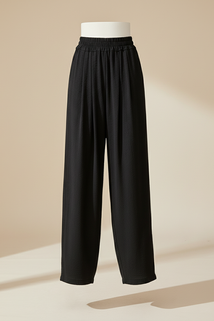 Pantalon Baggy Noir Fluide Ample Taille Haute Femme - Viscose - vue 3