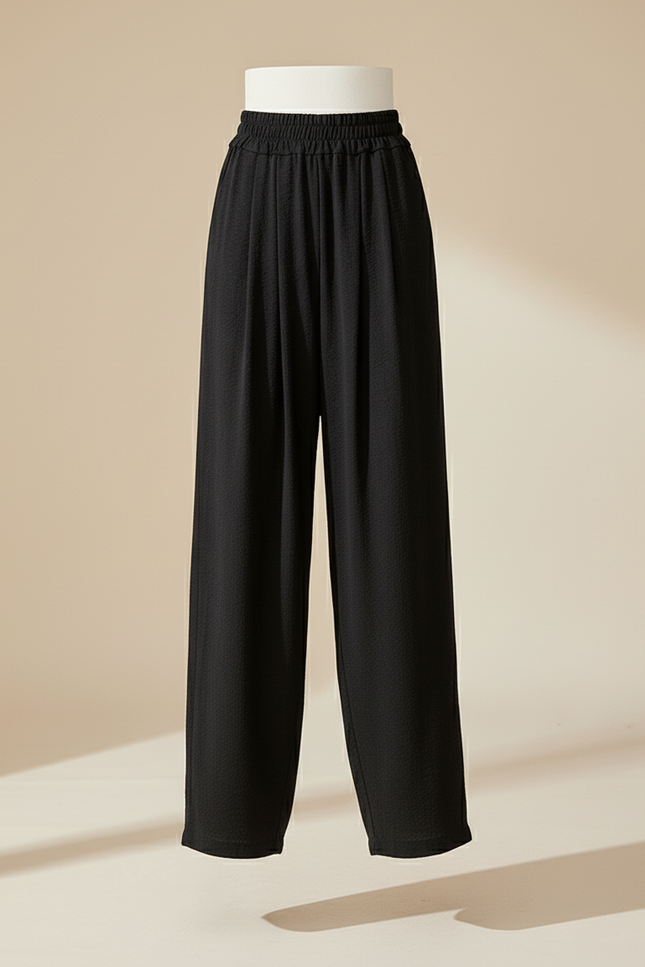 Pantalon Baggy Noir Fluide Ample Taille Haute Femme - Viscose - vue 3