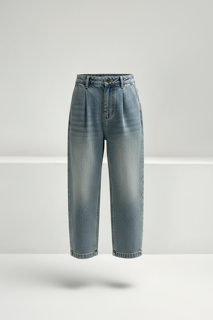 Pantalon Baggy Denim Bleu Ample Plissé Enfant - Jean - vue 3