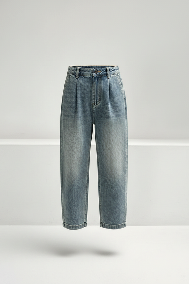 Pantalon Baggy Denim Bleu Ample Plissé Enfant - Jean - vue 3