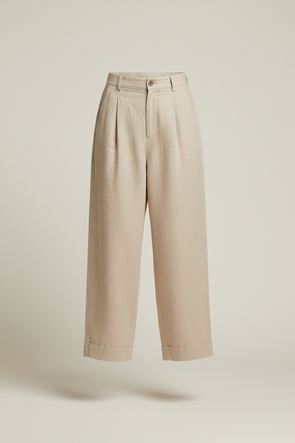 Pantalon Baggy Lin Beige Large Décontracté Enfant - vue 3
