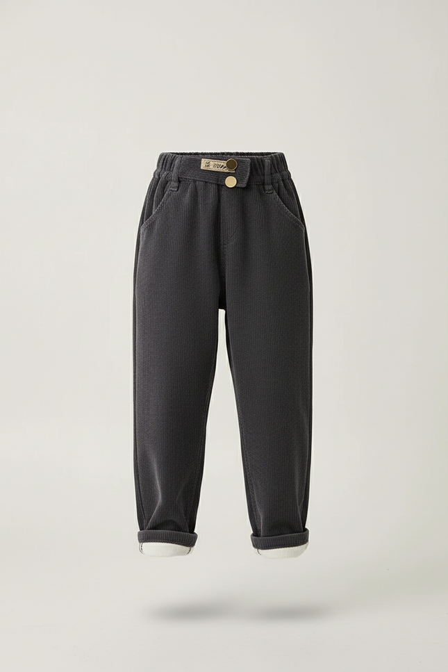 Pantalon Baggy Côtelé Gris Ample Enfant Décontracté - Cordé - vue 3