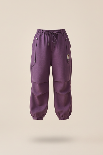 Pantalon Baggy Violet Cordon Cargo Ample - Molleton - vue 3