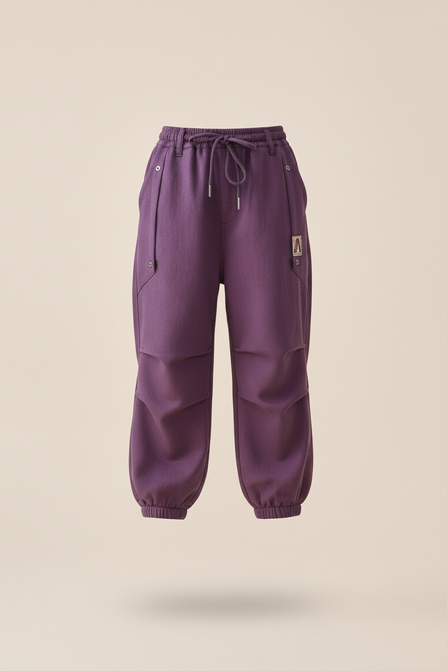 Pantalon Baggy Violet Cordon Cargo Ample - Molleton - vue 3