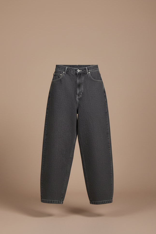 Pantalon Baggy Gris Denim Ample Large Décontracté - Jean - vue 3